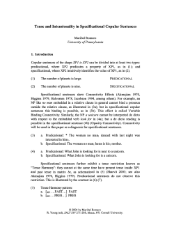 Tense and Intensionality in Specificational Copular Sentences
