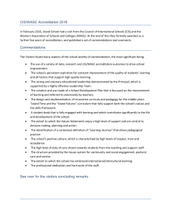 CIS/WASC Accreditation 2016 Commendations See