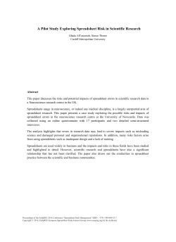 A Pilot Study Exploring Spreadsheet Risk in Scientific Research
