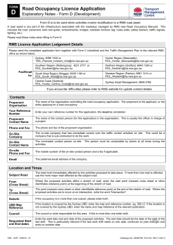 Road Occupancy Licence Application