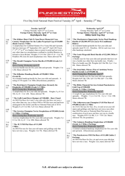 Five Day Irish National Hunt Festival Tuesday 28 April &ndash; Saturday 2