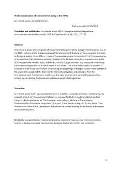 1 The Europeanisation of environmental policy in the 1970s