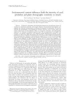 Environmental context influences both the intensity of seed