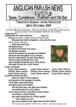 TWENTIETHS UNDAYA FTERP ENTECOST 26THO CTOBER, 2014