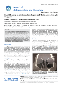 Nasal Glomangiopericytoma - ClinMed International Library