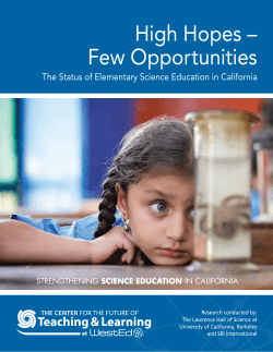 High Hopes &ndash; Few Opportunities