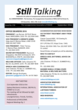 September 2016 - Laryngectomee Association of NSW