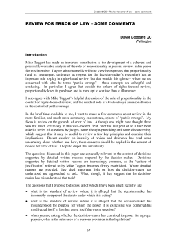 REVIEW FOR ERROR OF LAW &ndash; SOME COMMENTS