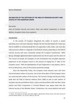 an analysis of the criticism of the area of freedom security and justice