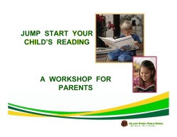 jump start your child`s reading a workshop for parents jump start