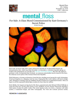 For Sale: A Glass Mural Commissioned by East Germany`s Secret