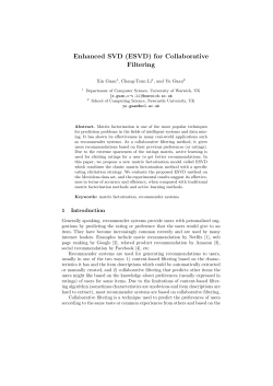 Enhanced SVD (ESVD) for Collaborative Filtering