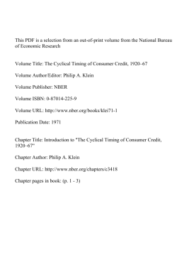 Introduction to" The Cyclical Timing of Consumer Credit, 1920–67"