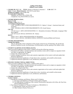 HIST 100 History of Western Civilization I