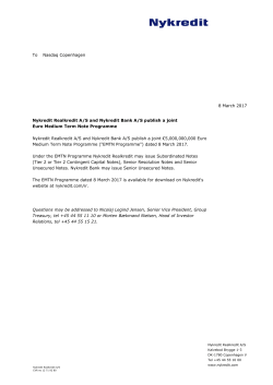 Nykredit Realkredit and Nykredit Bank publish joint EMTN