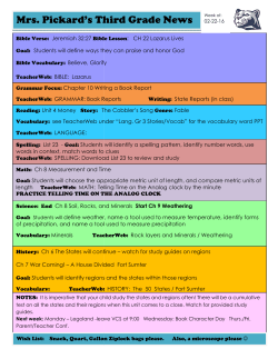 Mrs. Pickard`s Third Grade ckard`s Third Grade News