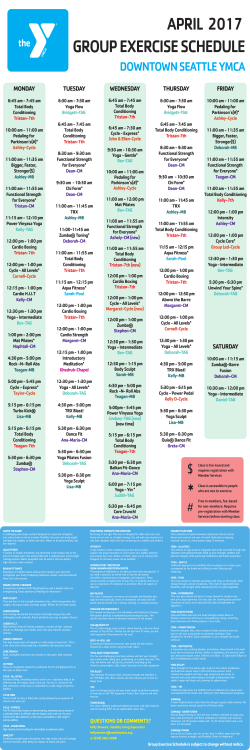 Group Exercise Schedule - YMCA of Greater Seattle