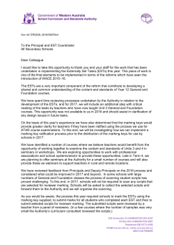 To the Principal and EST Coordinator All Secondary Schools Dear
