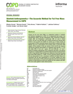 Skinfold Anthropometry &ndash;The Accurate Method for Fat Free Mass