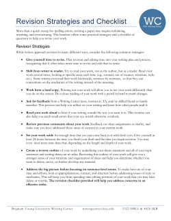 Revision Strategies and Checklist - BYU Writing Center