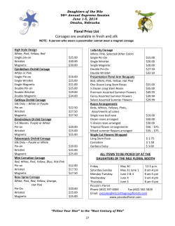 Floral Price List Corsages are available in fresh and silk