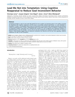 Lead Me Not into Temptation: Using Cognitive