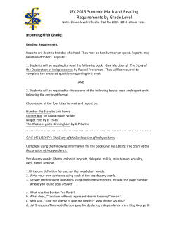 SFX 2015 Summer Math and Reading Requirements by Grade Level