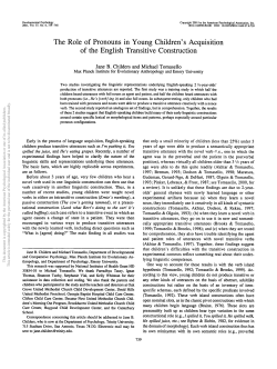 The Role of Pronouns in Young Children`s Acquisition of the English
