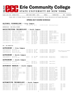 SPRING 2017 COURSE SCHEDULE ALCOHOL COUNSELING