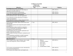 CURRICULUM GUIDE Ninth Grade Physical Science Objectives