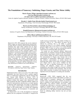 The Foundations of Numeracy: Subitizing, Finger Gnosia, and Fine