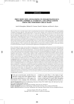 prey body size and ranking in zooarchaeology: theory, empirical