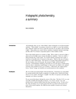 Holographic photochemistry, a summary