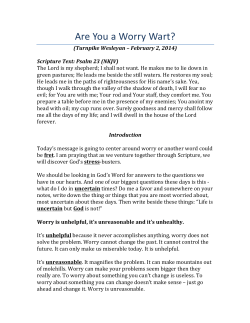 Are You a Worry Wart? - Turnpike Wesleyan Home