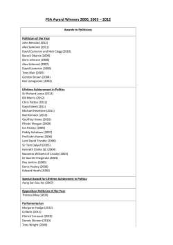 PSA Award Winners 2000, 2003 &ndash; 2012