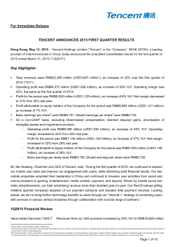 Tencent Announces 2015 First Quarter Results [PDF file]