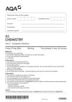 A-level Chemistry Question paper Unit 01 - Foundation