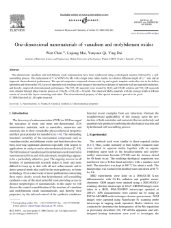 One-dimensional nanomaterials of vanadium and molybdenum oxides