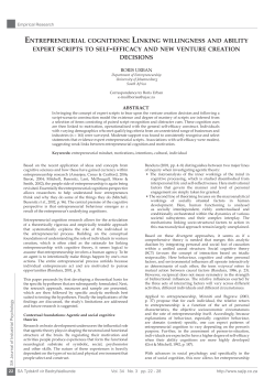 ENTREPRENEURIAL COGNITIONS