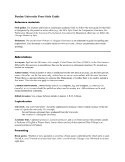 Purdue University Press Style Guide