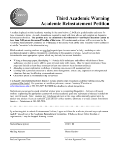 Third Academic Warning Academic Reinstatement Petition