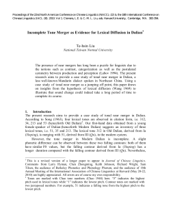 Incomplete Tone Merger as Evidence for Lexical Diffusion