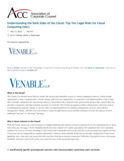 Understanding the Dark Sides of the Cloud: Top Ten Legal Risks for
