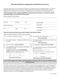 2012-2013 Verification of Registration with Selective Service
