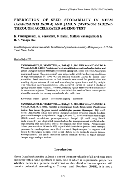 prediction of seed storability in neem (azadirachta indica)