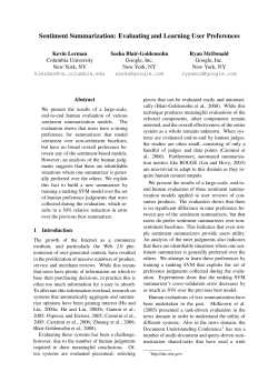 Sentiment Summarization: Evaluating and Learning