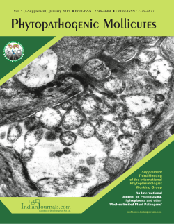 Phytopathogenic Mollicutes Vol. 5 (1-Supplement), January