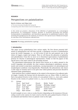 Perspectives on palatalization