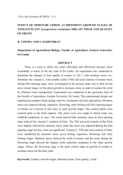 Studies were conducted to investigate the effects of moisture stress