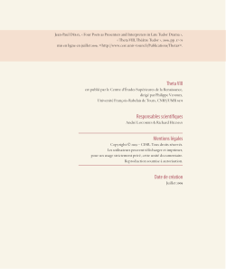 Theta VIII Responsables scientifiques Mentions l&eacute;gales Date de